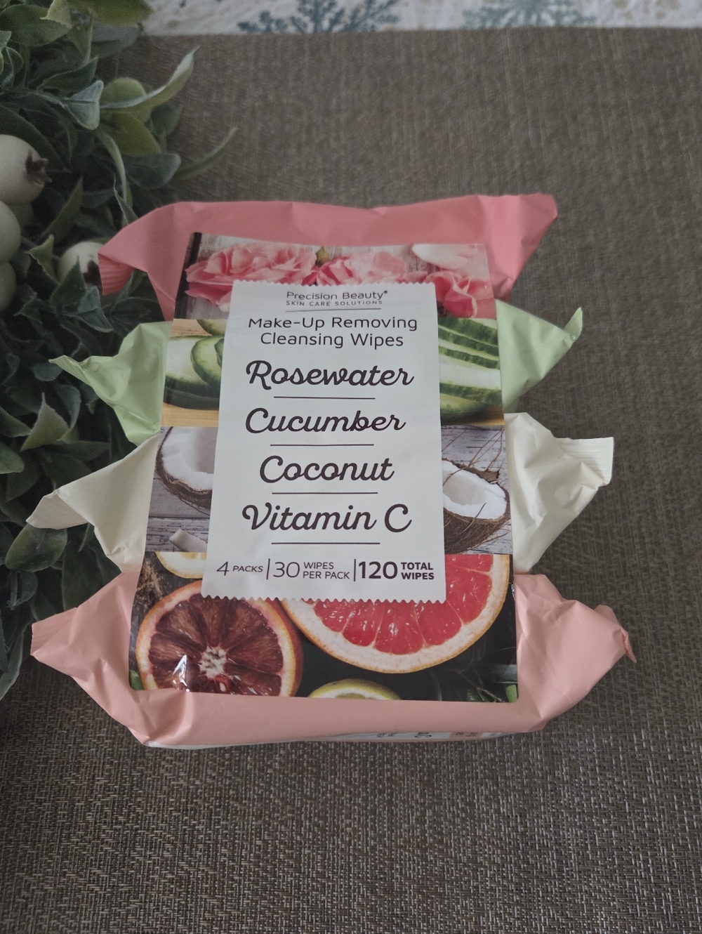 Precision Beauty Rosewater Make-Up Removing Cleansing Wipes — Pink